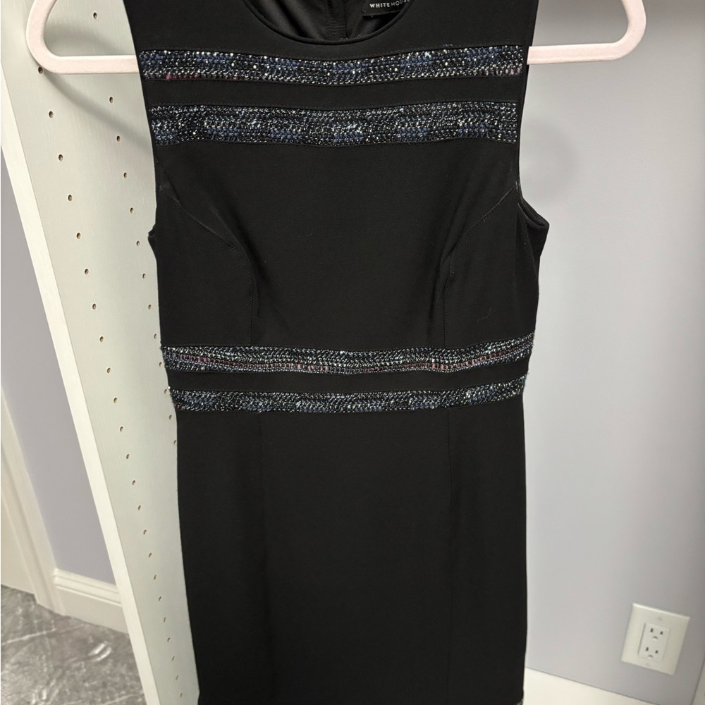 White House Black Market Black and Silver Sheath Midi Dress